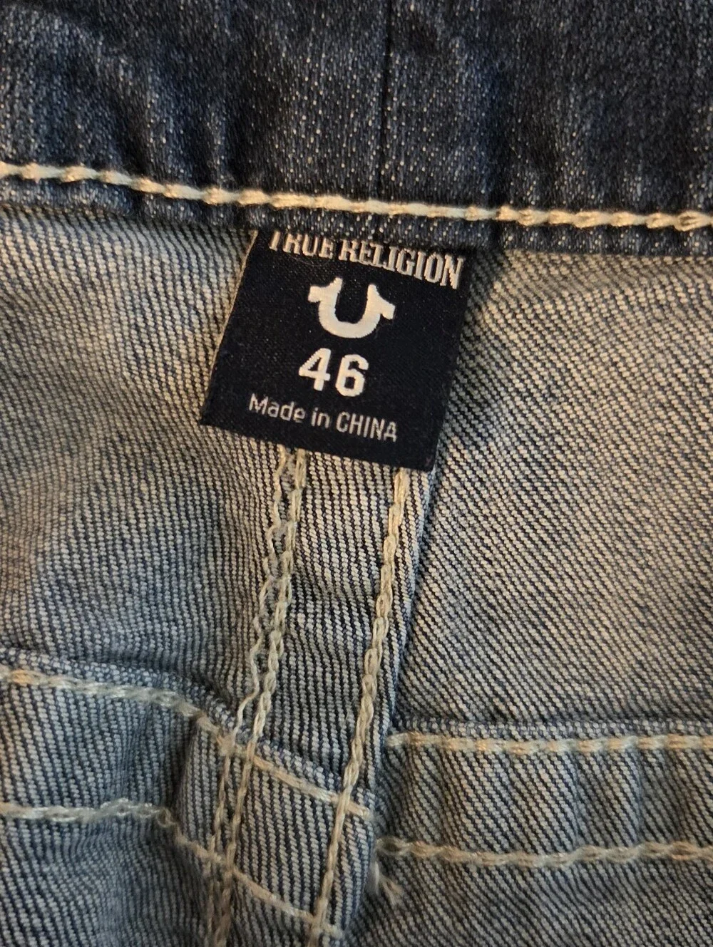 True Religion Ricky Relaxed Straight Jeans Blue Size 46 Flap Pocket Stretch